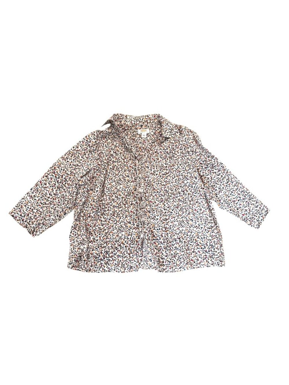 Talbots Women's Button Front Top 3X Petite Cottagecore Career Ruffle Berries Pri